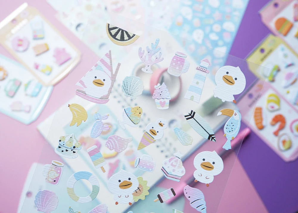 1 шт. животные холодные напитки мороженое Kawaii пуля журнал самолет декоративные канцелярские наклейки Скрапбукинг DIY дневник альбом палка