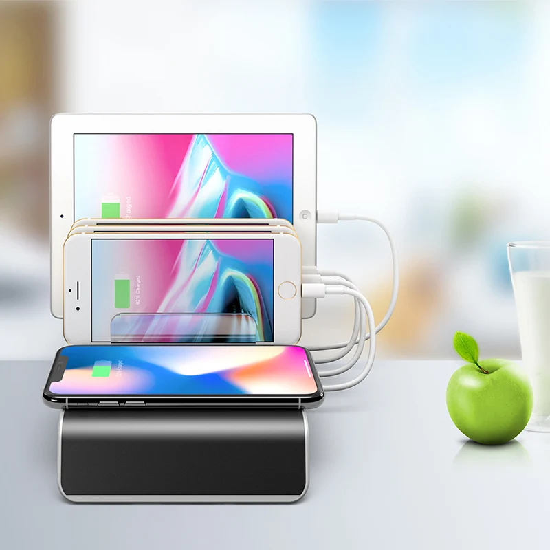 

Newly 4 Ports Cell Phone USB Charger Fast Charge Smartphone Bracket Support Wirless Charging DC128