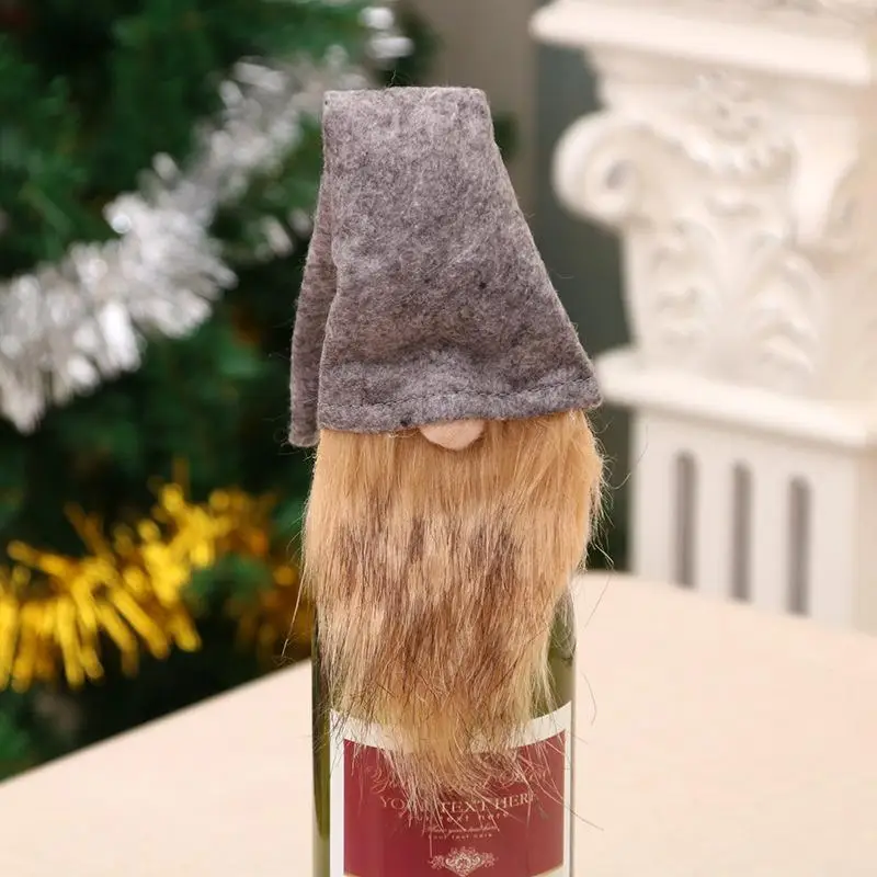 Yiwa Christmas Wine Bottle Cover Knit Sweater Wine Bottle Dress Santa Wine Bottle Cover for Christmas Decorations