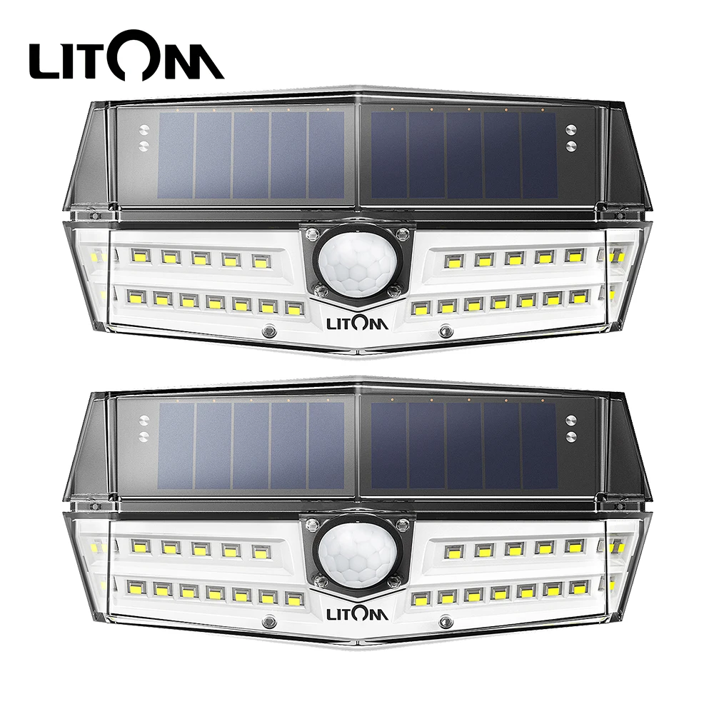 2/4 Pack Litom 30 LED Solar Light Outdoor Solar Lamp PIR Motion Sensor Wall Light Waterproof Solar Powered Sunlight For Garden