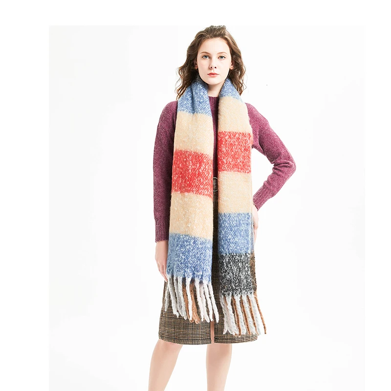 

Pure Cashmere Scarves Thick Neck Warm Headband Large Solid Tassel Female Shawl Wrap Ladies High Quality Pashmina Hijabs
