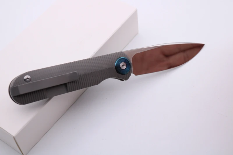 Smke ножи Shamwari Передняя Флиппер складной нож 3,5 ”M390 лезвие пескоструйная 3D титановая ручка выживания тактический карманный нож