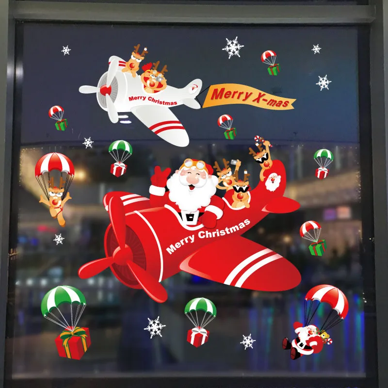 

Removable Christmas Window Stickers for Children Showcase Sticker Santa Claus 2019 New Year Wall Self Adhesive Home Decorations
