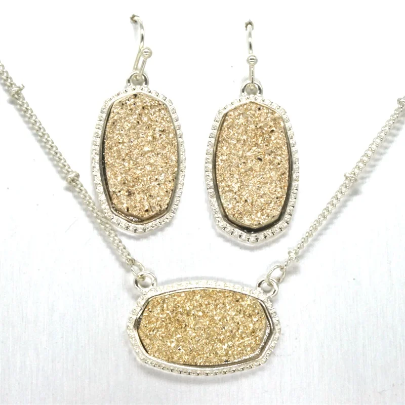 Большой переливающийся кулон Drusy с друзой 11 цветов ожерелье подходящими