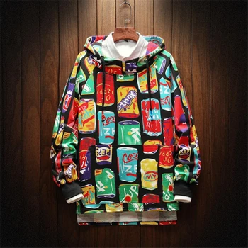 

Hoodies Men Cool Colorful Print Men Pullover High Street Hooded Sweatshirt Oversize Hip Hop Style Lover Streetwear Autumn