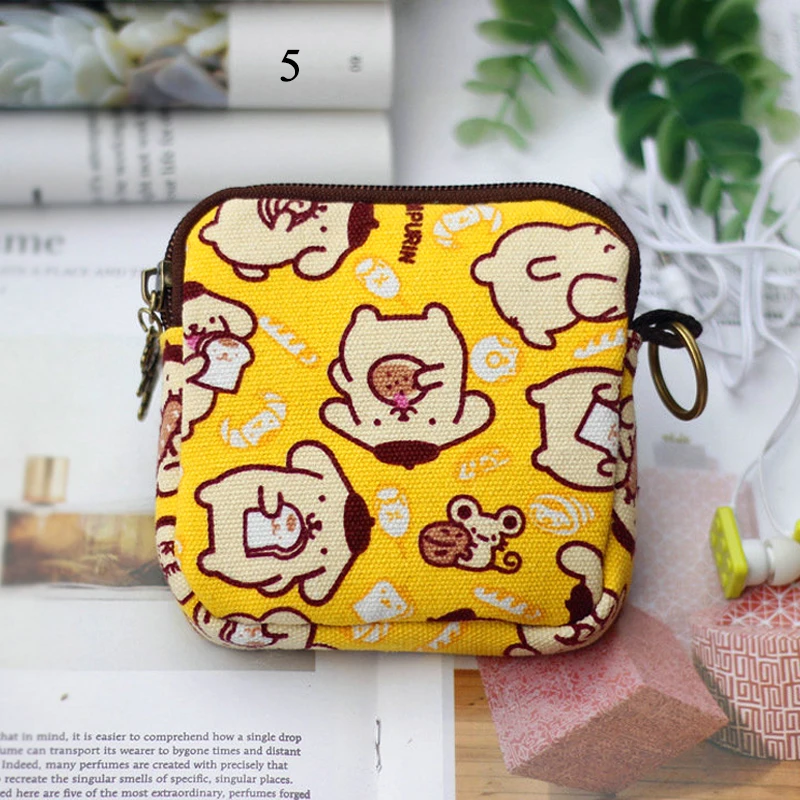 Ретро Мини кошельки для монет Kawaii короткий кошелек девочек маленький холщовый