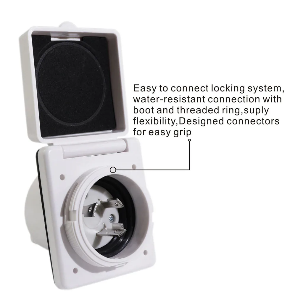 

RV Power Plug Water-proof Power Plug Lock Inlet with 3 Stainless Steel Pins Adapter Socket #LR25
