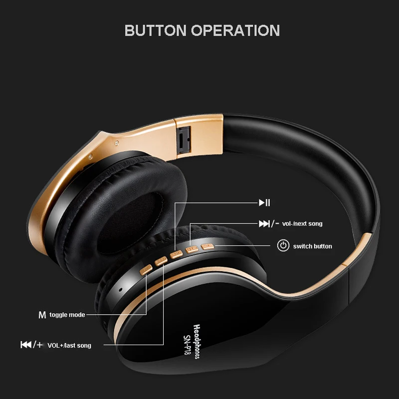 Bluetooth беспроводные наушники, Bluetooth гарнитура, стерео наушники, складные регулируемые басовые наушники с микрофоном для ПК смартфона