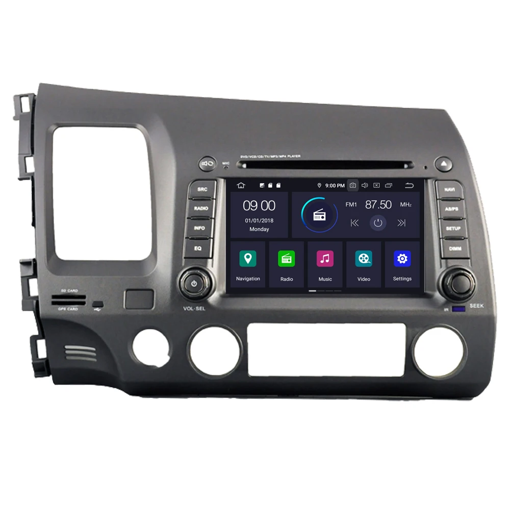 Cheap RoverOne Car Multimedia Player For Honda For Civic 2006 - 2011 Android 9.0 DVD GPS Navigation Stereo Radio Bluetooth PhoneLink 1