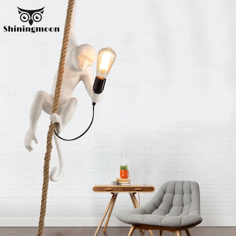 

Creative Monkey Lamp Retro Shape Resin Pendant Lights LED E27 Restaurant Cafe Decor Pendant Lamp Lighting Kitchen Bar Hanglamp