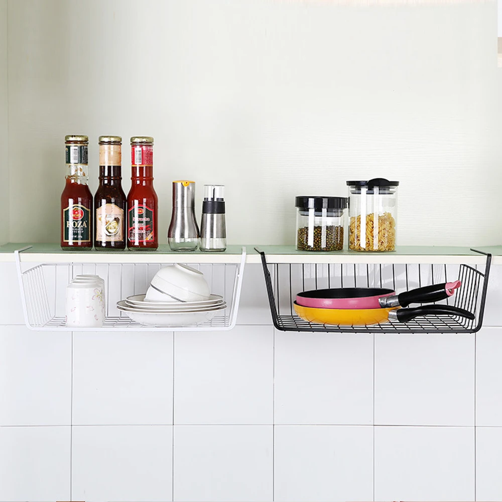 Kitchen Storage Bin Under Shelf Wire Rack Cabinet Basket Iron