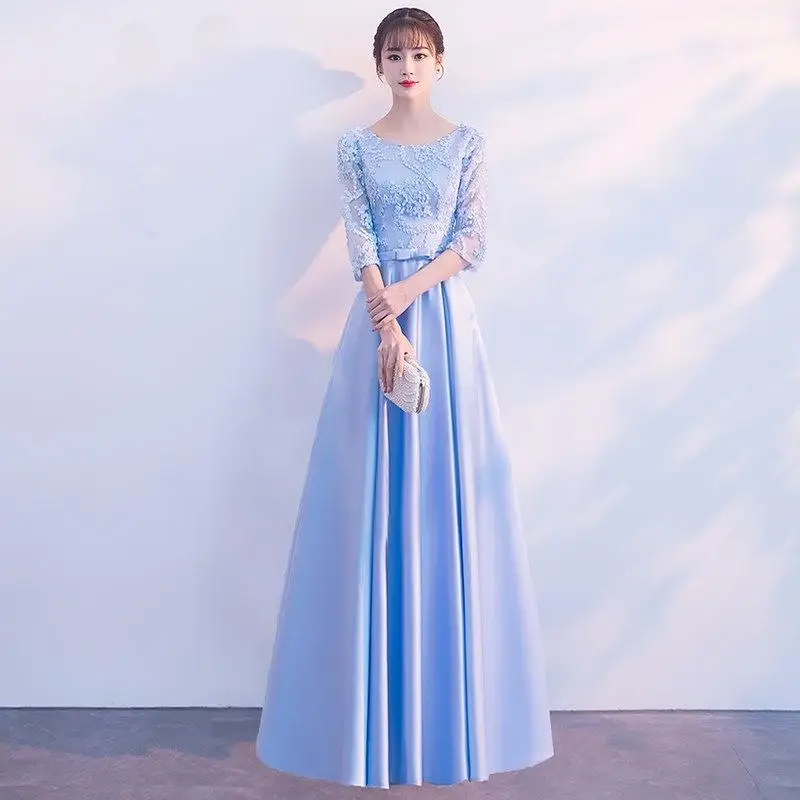 Женское свадебное платье с круглым вырезом, длина до пола, Cheongsam, роскошный элегантный банкет, длинное Восточное тонкое платье для выпускного вечера, Vestido XS-3XL - Цвет: Style 1