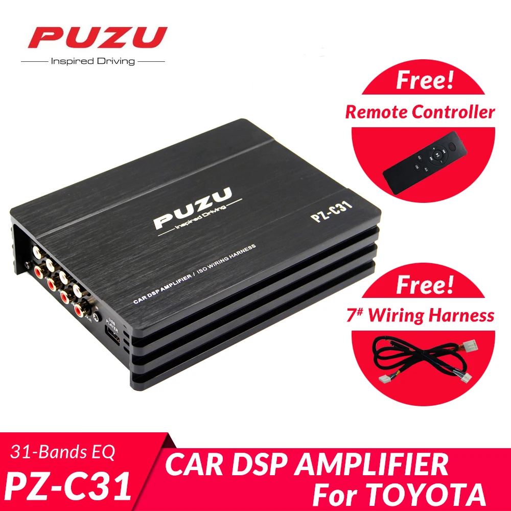 

PUZU PZ-C31 Car DSP Amplifier 31bands EQ 4CH to 6CH 4X150W Bluetooth for Subwoofer RCA output Audio Processor for Toyota Cars