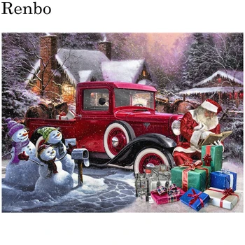 

5D DIY Diamond Painting Cross Stitch Santa Claus Gifts and Snowman Needlework Home Decorative Full Square Diamond Embroidery