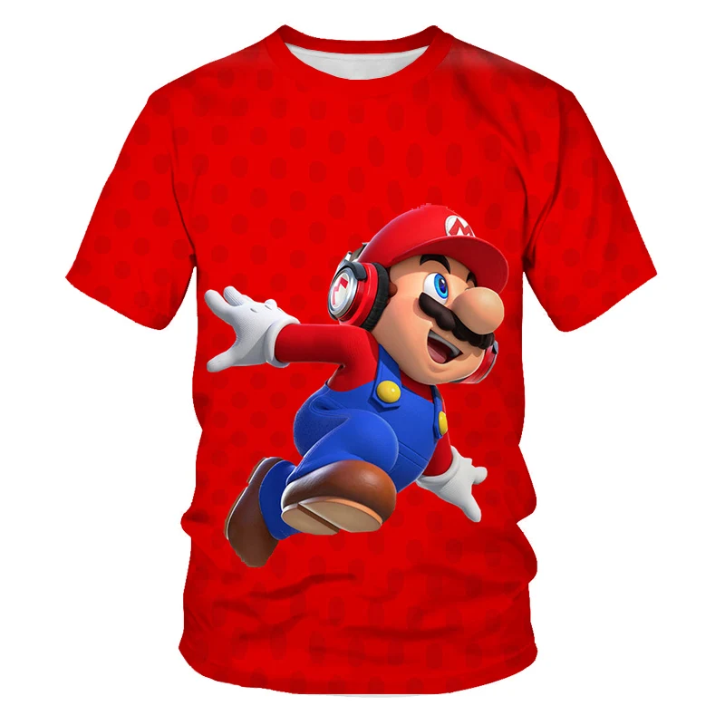 Летние футболки с объемным принтом для мальчиков и девочек с изображением героев мультфильма «Соник ежики» и «Супер Марио» для детей, футболки с короткими рукавами, детская повседневная одежда