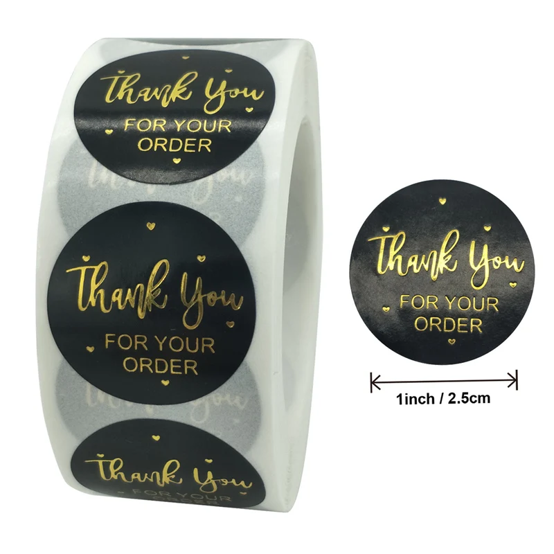 Thank You Stickers Labels Seals Thank You for Supporting My Small Business Stickers Roll Round Kraft Pink Black Labels For Shop 