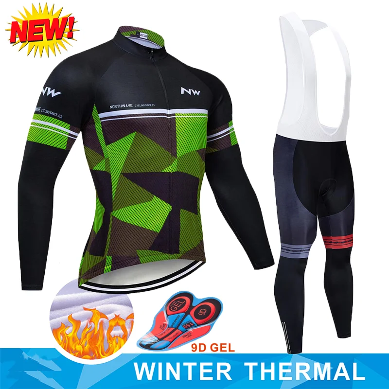 

2019 Northwave Winter Thermal Fleece Cycling Jersey Set Warmer Ropa Ciclismo Men Long Sleeve MTB Cycling Clothing Triathlon Suit