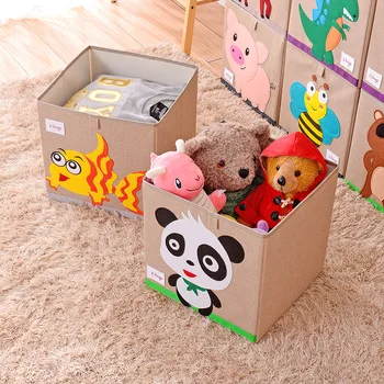 

Embroidery Storage Box Cartoon Animal Folding Large Laundry Basket Sundries Children Clothes Toys Book Storage organizer