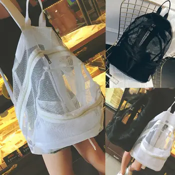 

Large School Travel Bag Clear Mesh Backpack Kids Men Women Bags Lightweight Zipper Fashion Student Backpacks