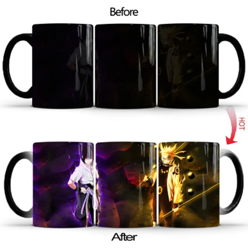 Style F Mug Новинка 350 мл Золотая кофейная кружка Наруто креативная меняющая цвет кружка керамический аниме чашки и кружки рождественские новогодние подарки для друзей - Цвет: Style F Mug