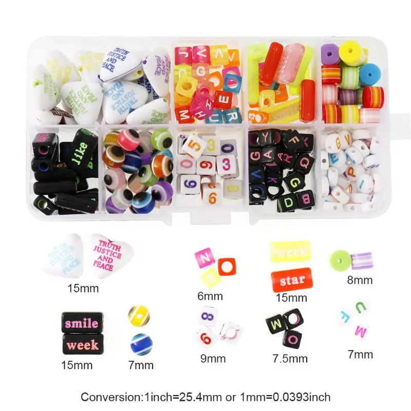 

220pcs DIY Colorful Set Acrylic Alphabet Letter Beads with Plastic Box Jewelry Making