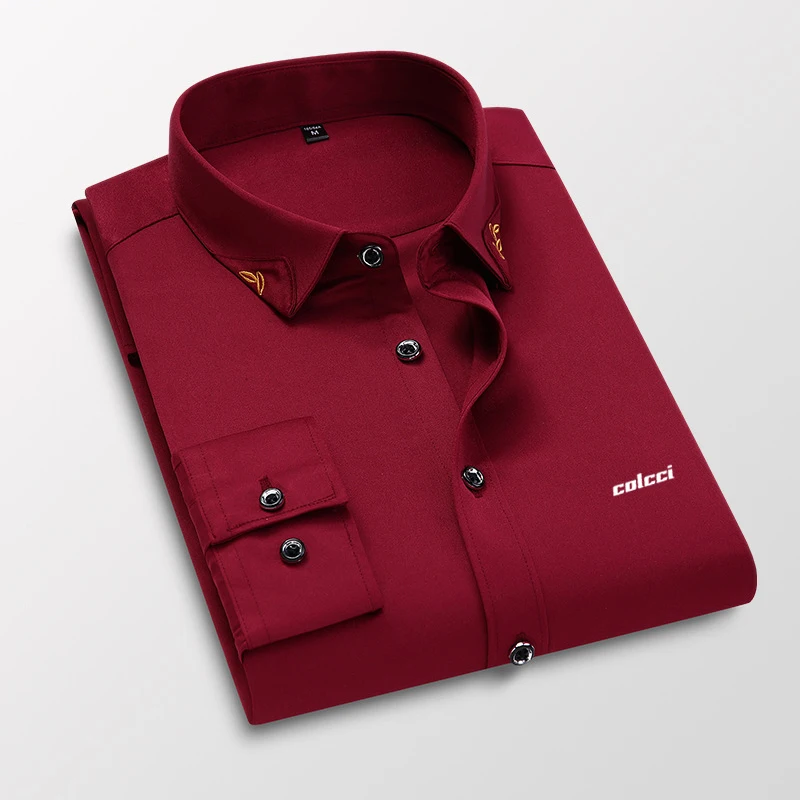 Silky Casual 2021Men's Shirts Slim Fit Office Men's Business Shirts Silk Cotton No Pilling Men's Office Shirts