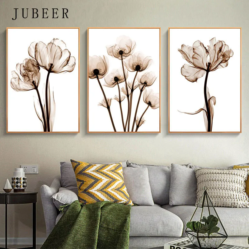 

Nordic Pink Flower Wall Art Posters Pictures for Living Room Simple Posters and Prints Canvas Paintings Home Decoration for Room