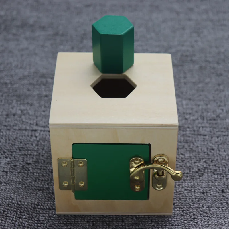 green lock box Детские и детские строительные блоки совпадающие по цвету когнитивные игрушки Деревянные Монтессори раннее образование обучающие средства жизненные навыки - Цвет: green lock box