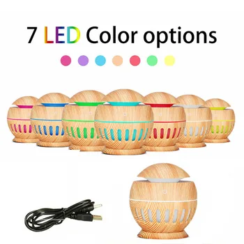 

Wood Humidifier Mist USB Electric Air Wood Grain Ultrasonic Air Humidifier Cool Mist Maker With 7color Lights