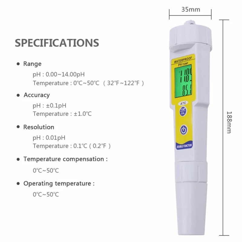 Профессиональный мини-рН-метр Автоматическая коррекция водонепроницаемый кислотность метр ручка Тип анализа качества устройства с подсветкой
