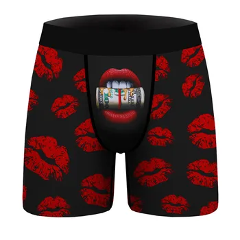 

Sexy Lip Print Men Boxers Plain Cotton Boxer Shorts Panties Brand Clothing Boxer U Convex Pouch Men Male Christmas Underwear