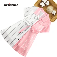 Платье для девочек Полосатое платье-Блуза для девочек, детские платья в стиле пэчворк для девочек, милая школьная одежда для девочек 6, 8, 10, 12, 14 лет