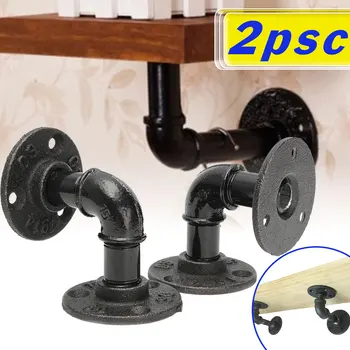 

2Pcs Black Iron Industrial Pipe Shelf Bracket Holder Rack L Bracket Vintage Retro Wall Floating Shelf Home Decor Storage Holders