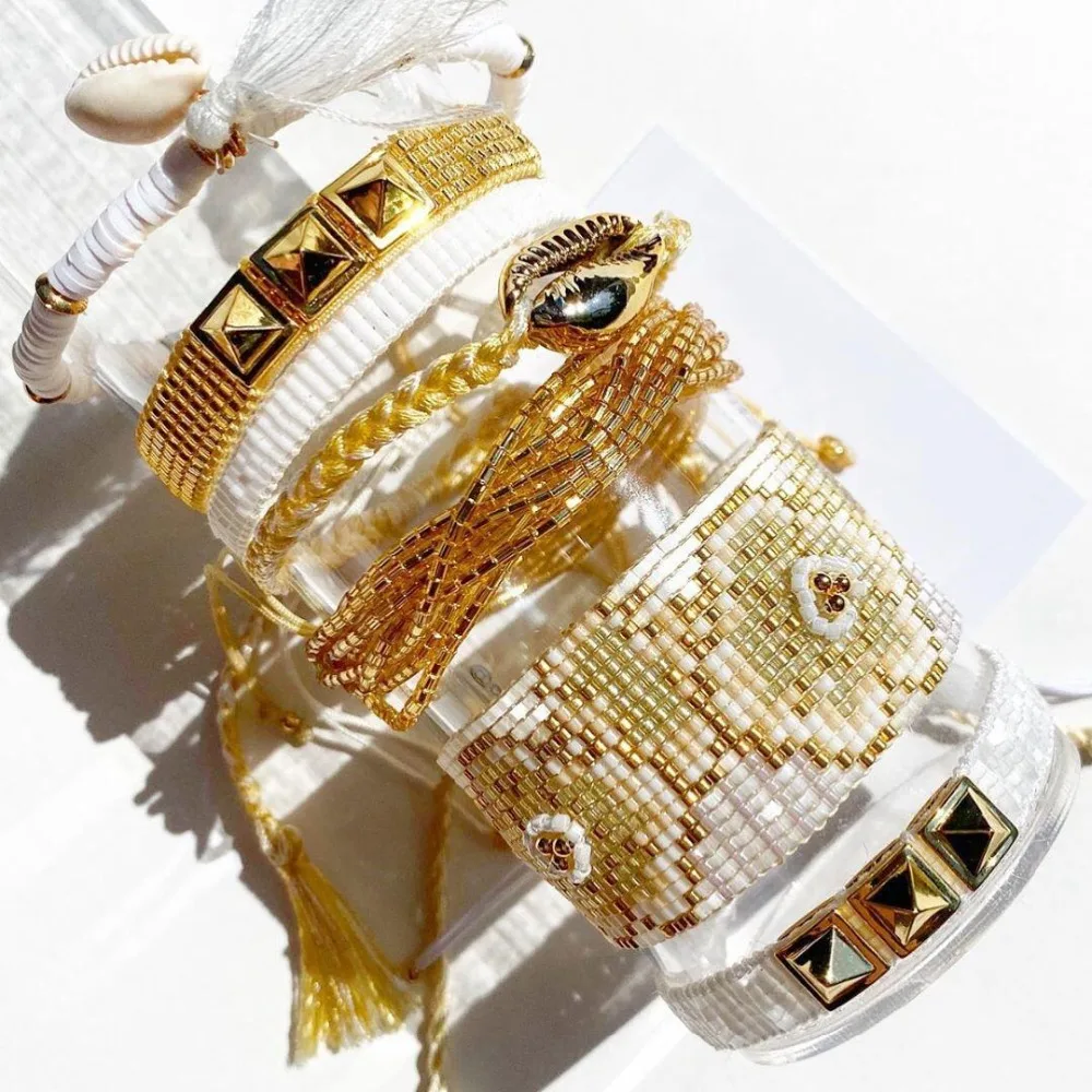 Rttooas Роскошные MIYUKI Набор браслетов из бусин для женщин Boho Pulseras Mujer хрустальные браслеты из бисера нарукавная повязка подарок ручной работы - Окраска металла: MI-S190265