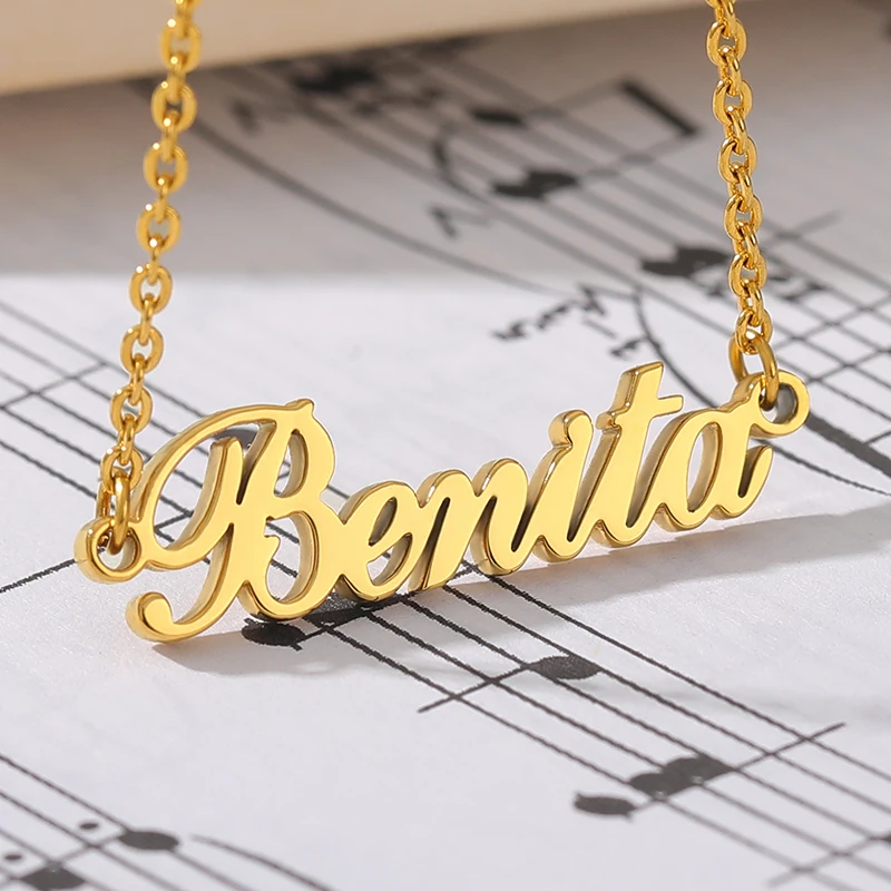 

Personalized Custom Name Necklace For Women Men Gold Silver Color Stainless Steel Chain Chocker Female Pendant Necklace Jewelry