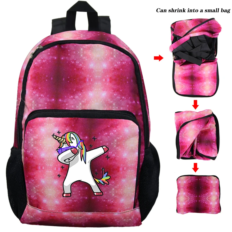 Складная сумка Mochila вытирает рюкзаки с единорогом Sac Dos Bookbag легкий портативный складной рюкзак школьные принадлежности - Цвет: A3