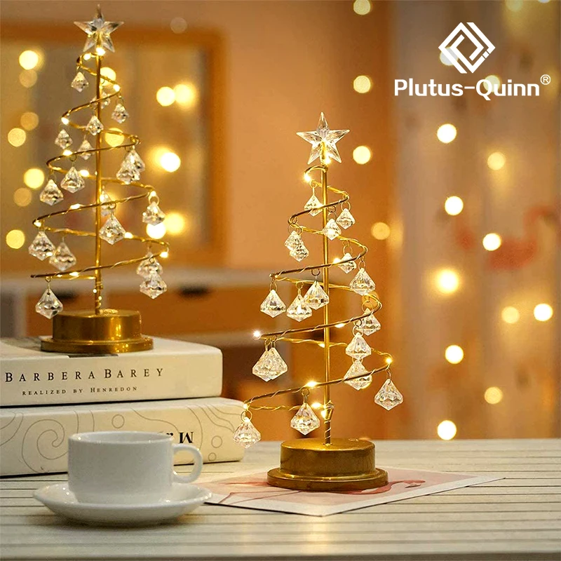 

Christmas Tree Table Lamp LED Crystal Night Light Battery Powered Bedside Night Lights For Bedroom Wedding Holiday Decoration
