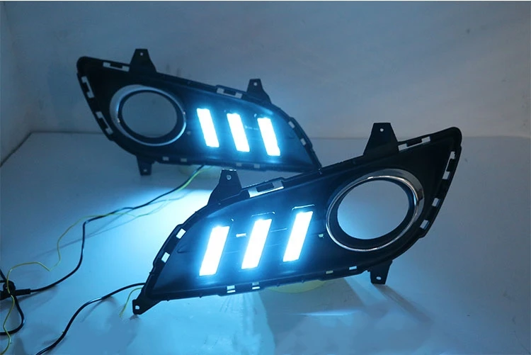 EOsuns led drl дневные ходовые огни для hyundai Elantra 2012- с динамическим движущимся желтым поворотным сигналом и синим ночным светом