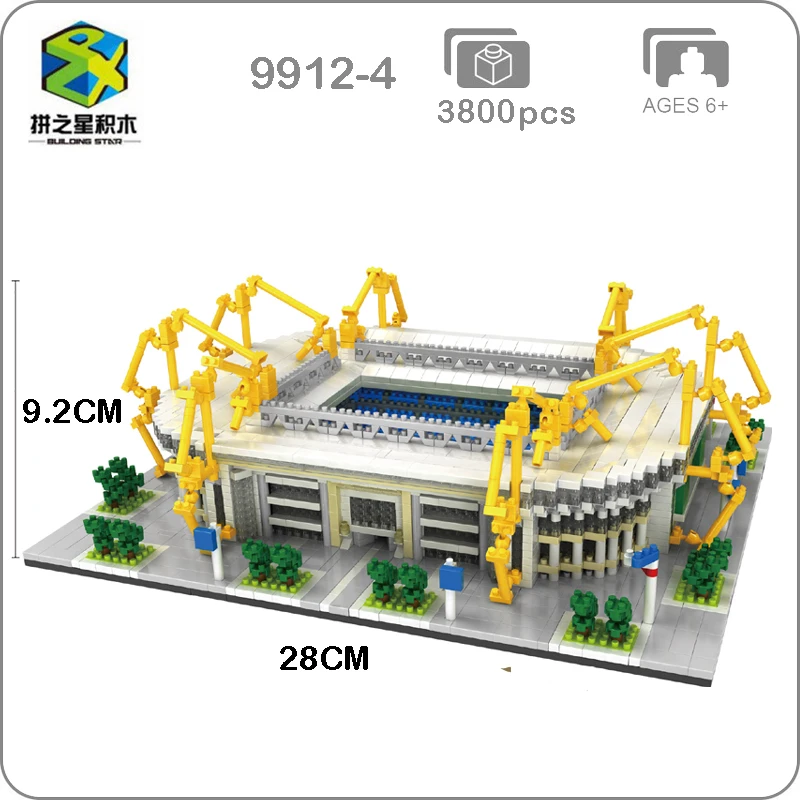

BS Borussia Dortmund Football Club Signal Iduna Park Stadium 3D Model Mini Diamon Building Small Blocks Toy for Children no Box