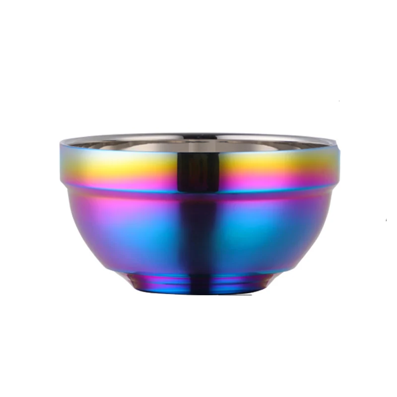 Rainbow-1PCS 4.48 inch/5.1inch Diameter18/8 stainless steel bowl salad non slip bowl Anti-scald Storage bread pastries Bowls Meal Mixing - Цвет: Rainbow-1PCS