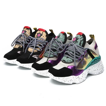 

New Sneakers Women35-42 Platform White Sneakers Horsehair Shoes Casual Flats Breathable Soft Woman Chunky Shoes 2 Color matching