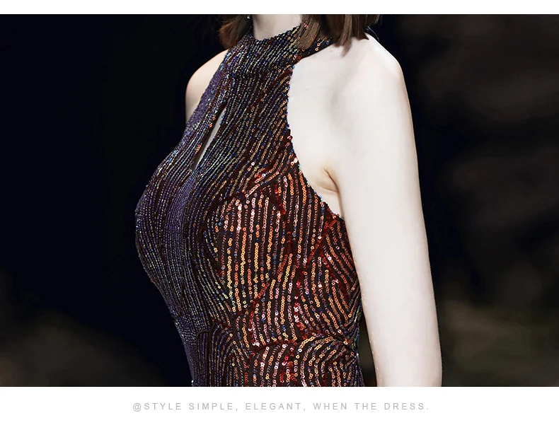 Вечернее платье AE689 с круглым вырезом, без рукавов,, Robe De Soiree, длина до пола, расшитое блестками, женские вечерние платья, Сексуальные вечерние платья