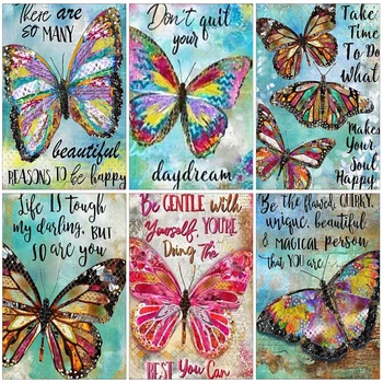 

EverShine DIY Oil Painting By Numbers Butterfly 5D Coloring By Numbers Animals Drawing Canvas Handmade Hobby Art Girl Home Decor
