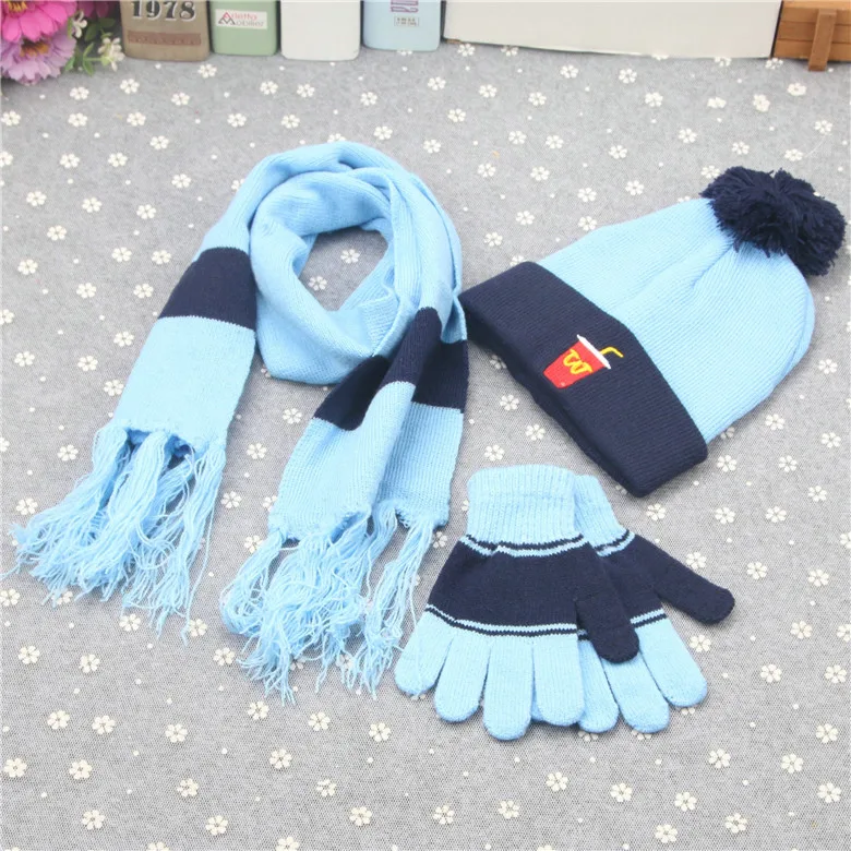 Maylisacc/осенне-зимняя шапка для мальчиков и девочек, шарф, перчатки, комплект с героями мультфильмов, модные теплые зимние комплекты из 3