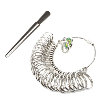 

Plastic Ring Meter for Measure the Rings - Black (EU Size,USA Size) & Finger Ring Metal Meter Gauge Tools Measure Size for Jewel
