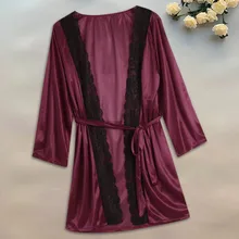 Новинка, сексуальный женский халат, кружевное белье, ночное белье, бесшовное мягкое Белье для сна, размер XXXL, атласная пижама