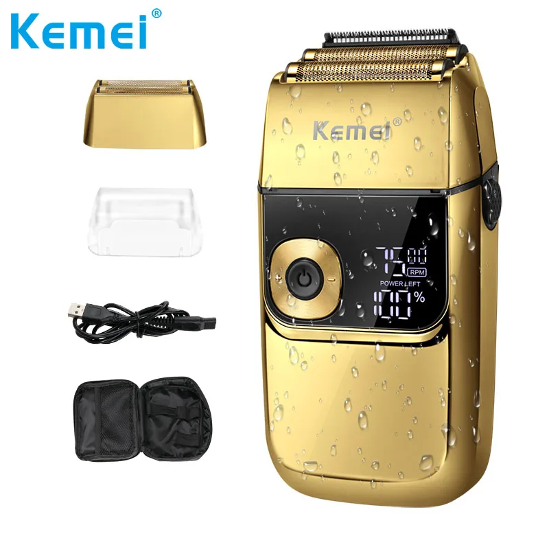 Электробритва Kemei 2 в 1 Мужская металлическая триммер для фольги светодиодный
