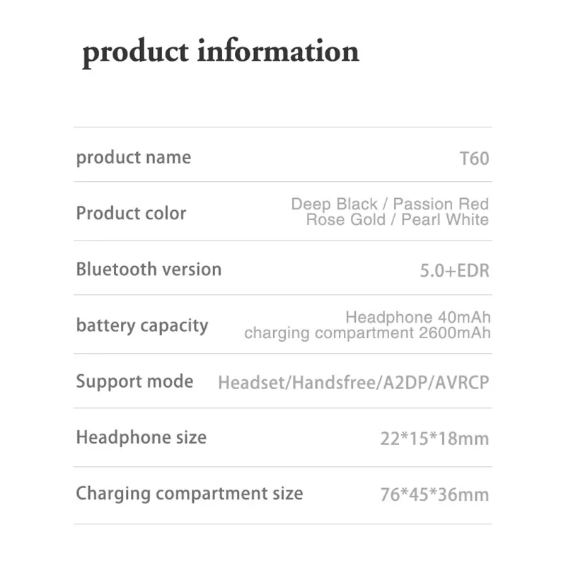 T60 Bluetooth наушники IPX6 водонепроницаемые беспроводные наушники для плавания мини беспроводная гарнитура Цифровое Отображение режима ожидания 200H