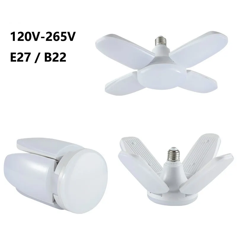 The New 60w Foldable Fan Blade Led Pendant Light 120v 265v Led Lamp 360 Degrees Angle Adjustable Ceiling Lamp Adaptation E27 B22 Led Bulbs Tubes Aliexpress