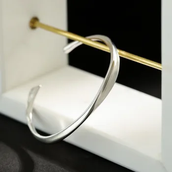 

Minimalist Bangle For Women 925 Sterling Silver Korean Irregular Gold Adjustable Bangles Pulseras De Plata Mujer Fine Jewellery